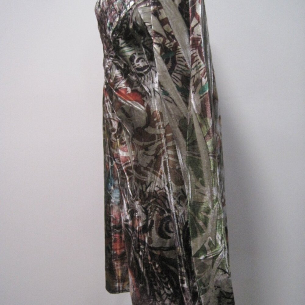Vintage One World Velvet Polyester Long Sleeve Colorful Tunic Top Women's Medium - Picture 3 of 7